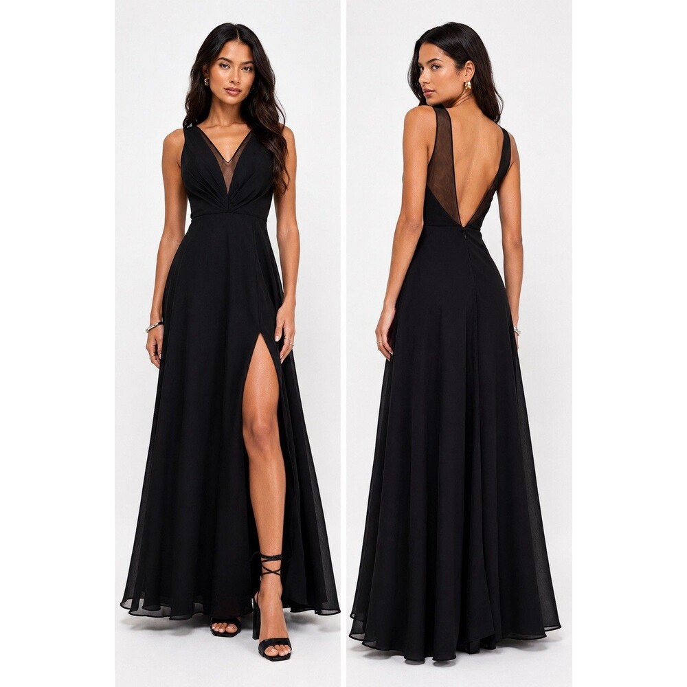 Lulus Simply Immaculate Black Backless Maxi Dress Size XL NWT